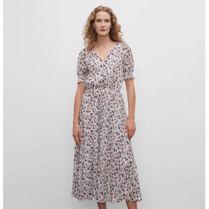 NWOT!! Club Monaco - Floral Smocked Cuff Pleated Dress - Size 2